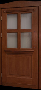 Dębowe drzwi drewniane zewnętrzne w kolorze Orzech z szybami Chinchilla