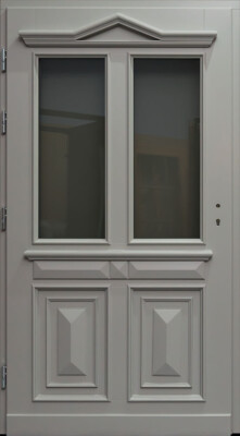 Drzwi drewniane zewnętrzne stylowe w kolorze RAL 7038